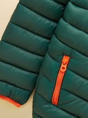 Joules Kids' Cairn Dark Green Showerproof Padded Coat - Image 4 of 5