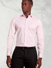 Brook Taverner Pink Tailored Fit Fine Stripe Cotton Shirt - Image 2 of 5