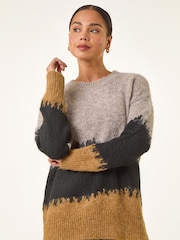 Roman Natural Petite Abstract Knit Jumper - Image 4 of 5