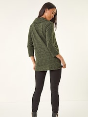 Roman Green Petite Petite Brushed Knit Wrap Blouse - Image 3 of 5