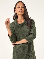 Roman Green Petite Petite Brushed Knit Wrap Blouse - Image 4 of 5