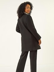 Roman Black Petite Patch Pocket Buttoned Coat - Image 3 of 5