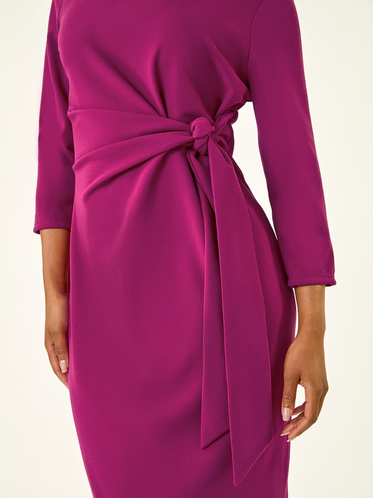 Roman Red Petite Tie Waist Stretch Midi Dress - Image 5 of 5 Roman Red Petite Tie Waist Stretch Midi Dress - Image 5 of 5