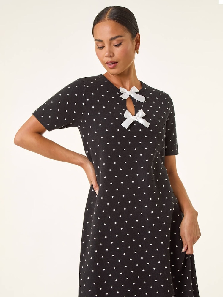 polka dot knit dress Buy Roman Black Petite from Next USA pleated abaya