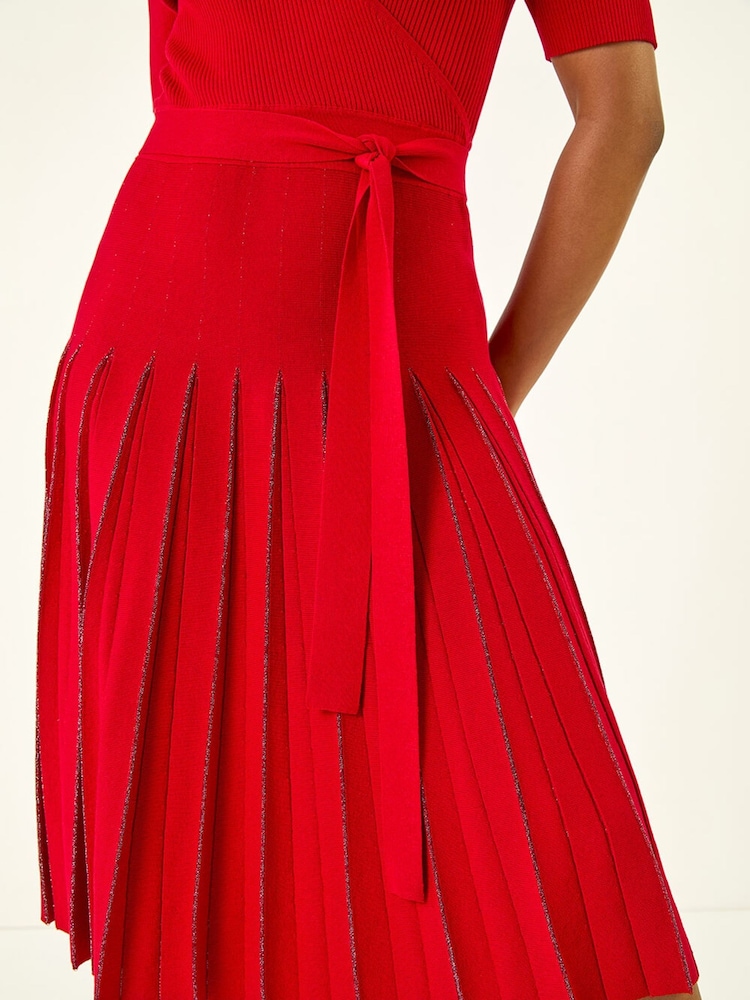 Roman Red Petite Tie Waist Knitted Dress - Image 5 of 5 Roman Red Petite Tie Waist Knitted Dress - Image 5 of 5