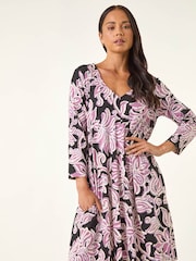 Roman Black Petite V-Neck Swing Dress - Image 4 of 5