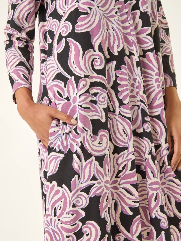 Roman Black Petite V-Neck Swing Dress - Image 5 of 5