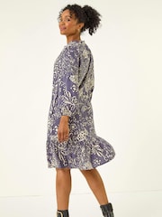 Roman Grey Petite Abstract Print Tiered Dress - Image 3 of 5