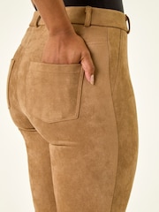 Roman Tan Brown Petite Suedette Stretch Denim Leggings - Image 5 of 5