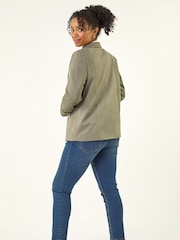 Roman Green Petite Suedette Blazer - Image 3 of 5
