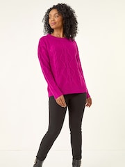 Roman Pink Petite Cable Knit Jumper - Image 2 of 5