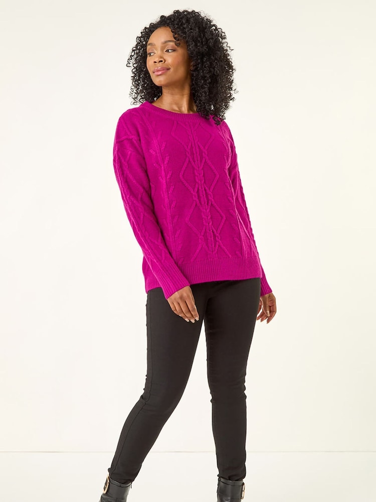 Roman Pink Petite Cable Knit Jumper - Image 2 of 5
