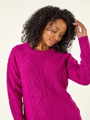 Roman Pink Petite Cable Knit Jumper - Image 4 of 5