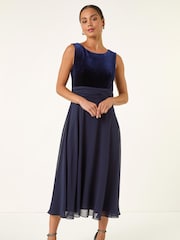 Roman Petite Velvet Bodice Midi Dress - Imagem 2 de 5
