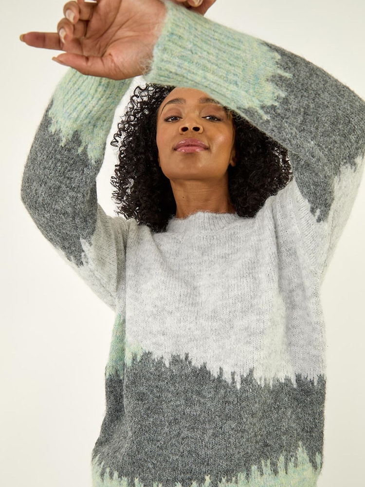 Roman Grey Petite Abstract Knit Jumper - Image 1 of 5 Roman Grey Petite Abstract Knit Jumper - Image 1 of 5