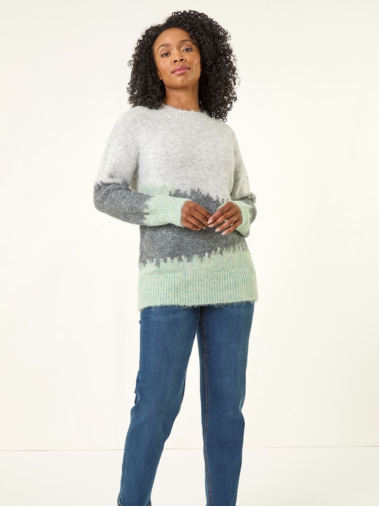 Roman Grey Petite Abstract Knit Jumper - Image 2 of 5 Roman Grey Petite Abstract Knit Jumper - Image 2 of 5