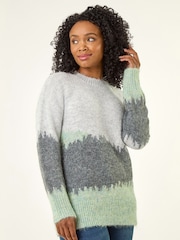 Roman Grey Petite Abstract Knit Jumper - Image 4 of 5