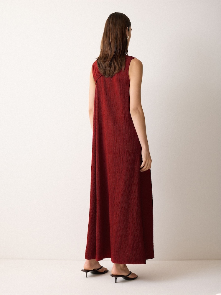 Jigsaw Red Crinkle Jersey Flowy Dress - Image 2 of 2 Jigsaw Red Crinkle Jersey Flowy Dress - Image 2 of 2