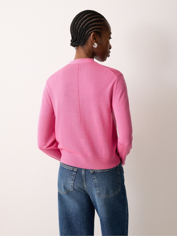 Jigsaw Pink Fine Merino Cardigan Top - Image 2 of 2 Jigsaw Pink Fine Merino Cardigan Top - Image 2 of 2