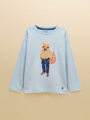 Blue Jonty - Joules Boys' Finlay Long Sleeve Applique Graphic T-Shirt - Slika 1 od 5