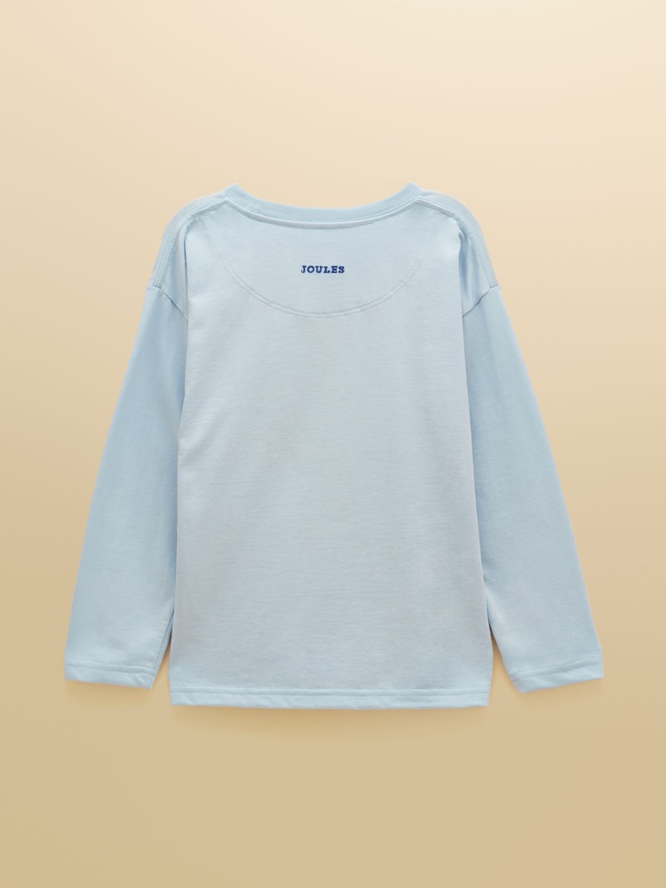 Blue Jonty - Joules Boys' Finlay Long Sleeve Applique Graphic T-Shirt - Slika 2 od 5