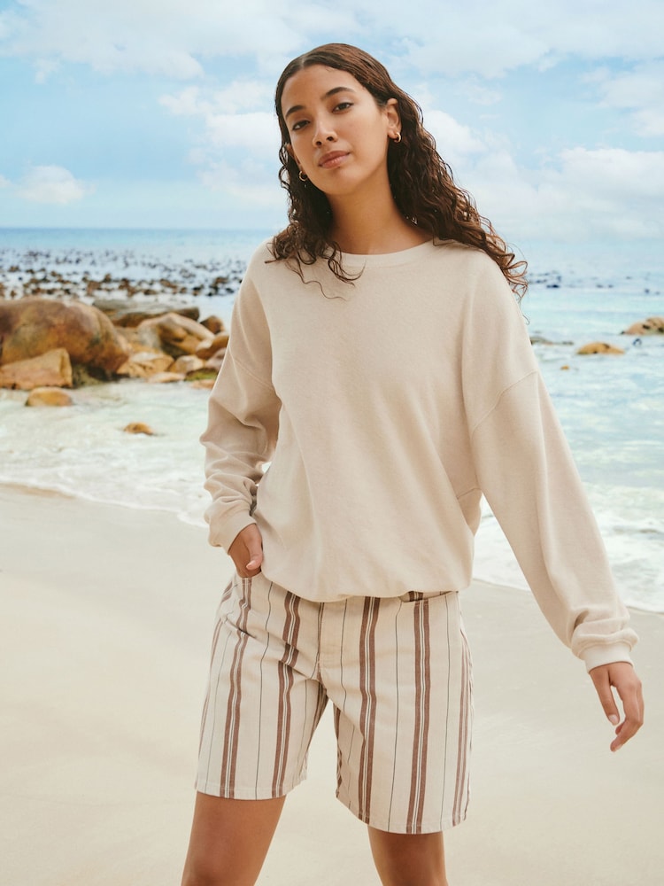 Neutral Toweling Long Sleeve Crew Neck Sweatshirt - Image 1 of 6 Neutral Toweling Long Sleeve Crew Neck Sweatshirt - Image 1 of 6