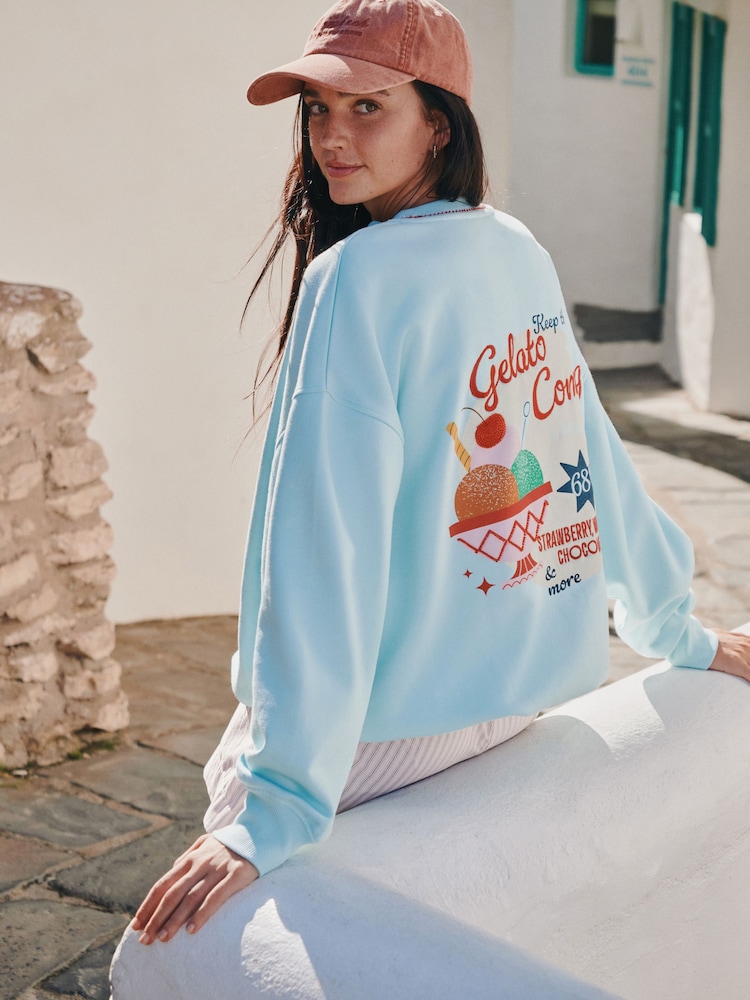 Blue Blue Gelato Graphic Sweatshirt - Image 1 of 4 Blue Blue Gelato Graphic Sweatshirt - Image 1 of 4