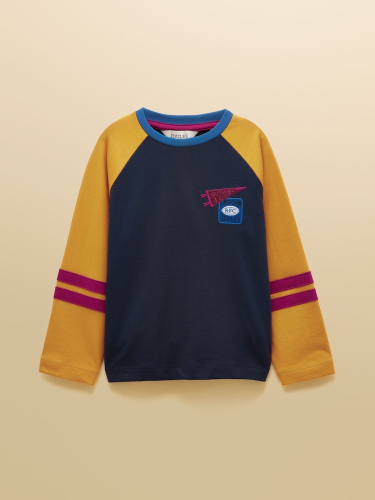Joules Boys' Bennett Navy Raglan Long Sleeve Top - Image 1 of 4 Joules Boys' Bennett Navy Raglan Long Sleeve Top - Image 1 of 4