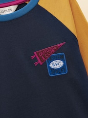 Joules Boys' Bennett Navy Raglan Long Sleeve Top - Image 3 of 4