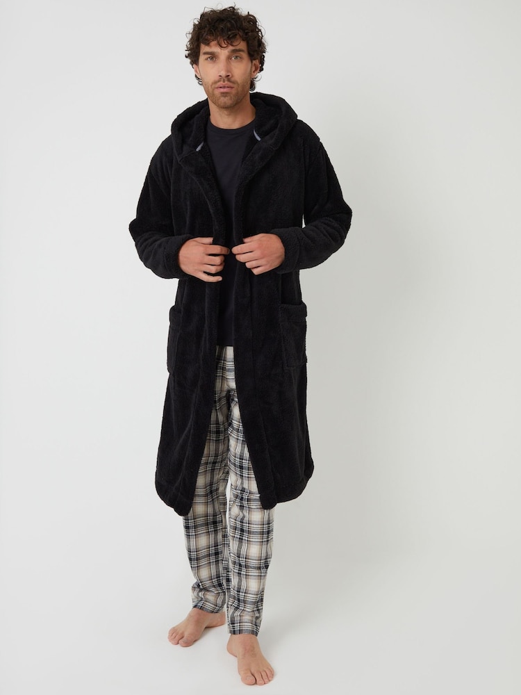 Threadbare Black Borg Dressing Gown - Image 1 of 4