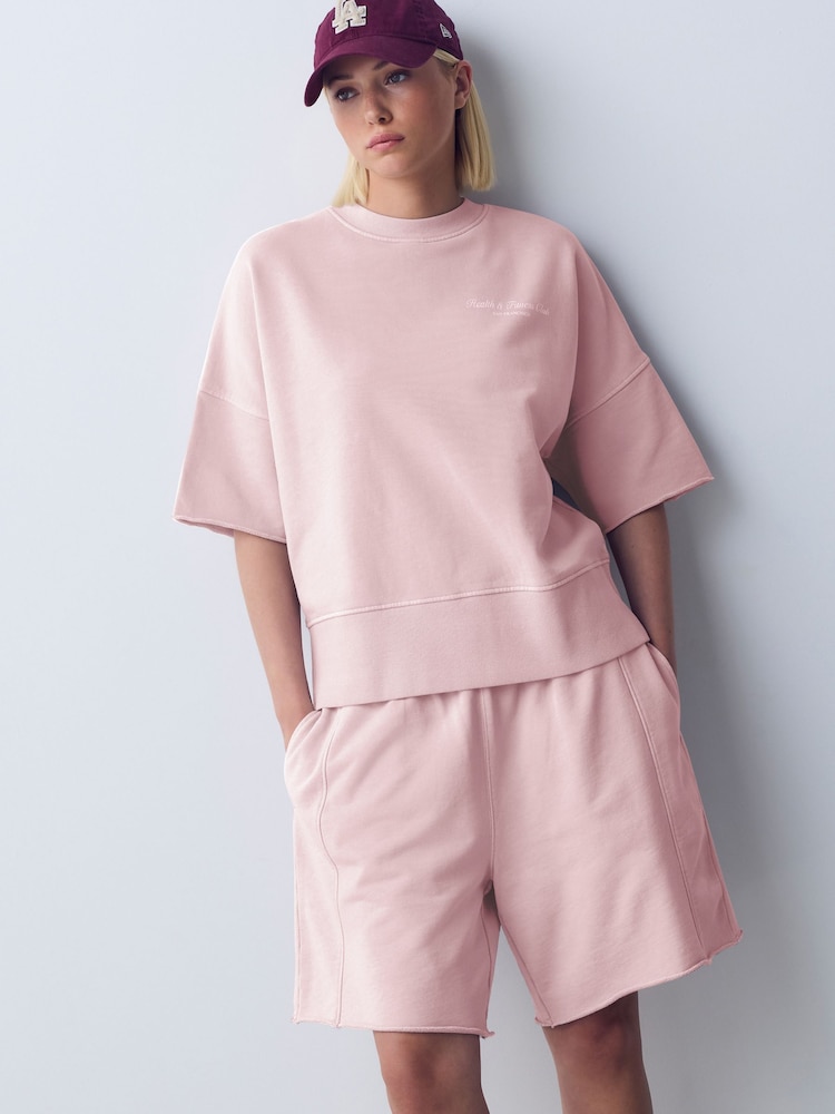 Blush Pink Sweat Shorts - Image 2 of 5 Blush Pink Sweat Shorts - Image 2 of 5