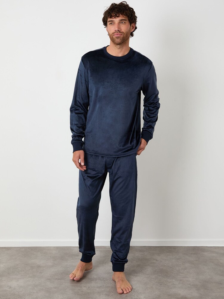 Threadbare Blue Soft Touch Velour Loungewear Set - Image 1 of 4 Threadbare Blue Soft Touch Velour Loungewear Set - Image 1 of 4
