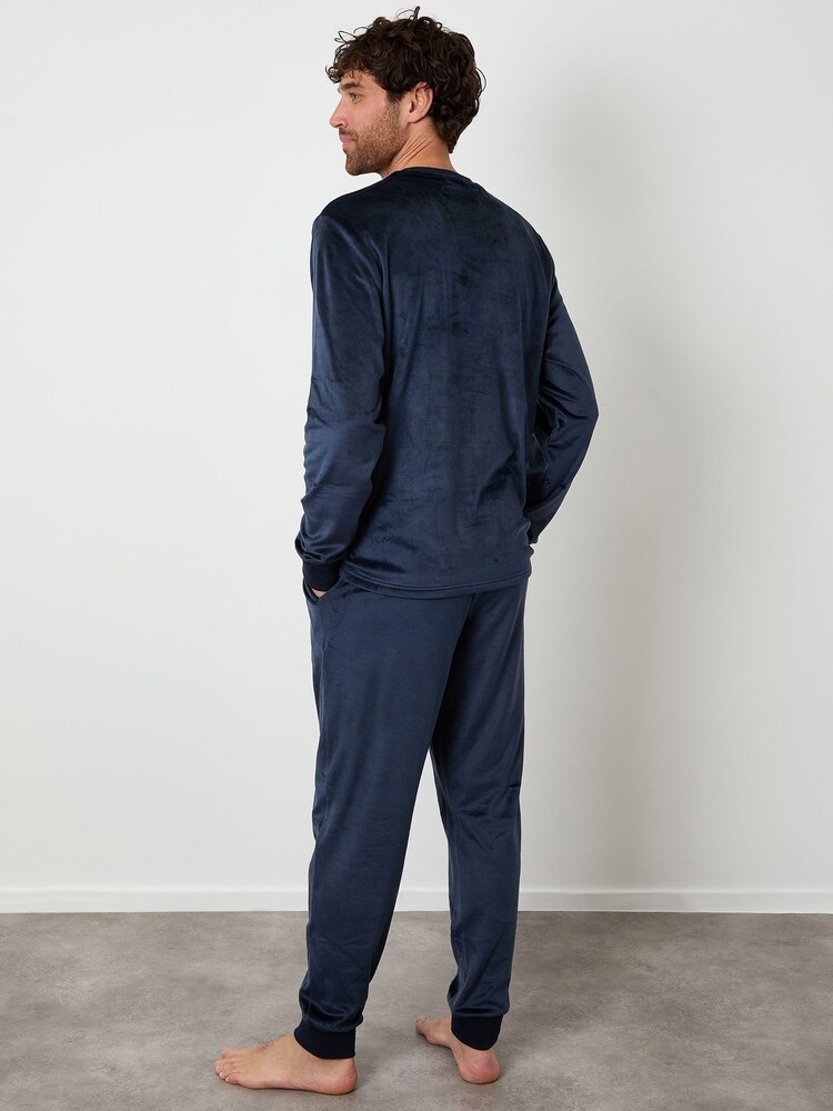 Threadbare Blue Soft Touch Velour Loungewear Set - Image 2 of 4 Threadbare Blue Soft Touch Velour Loungewear Set - Image 2 of 4