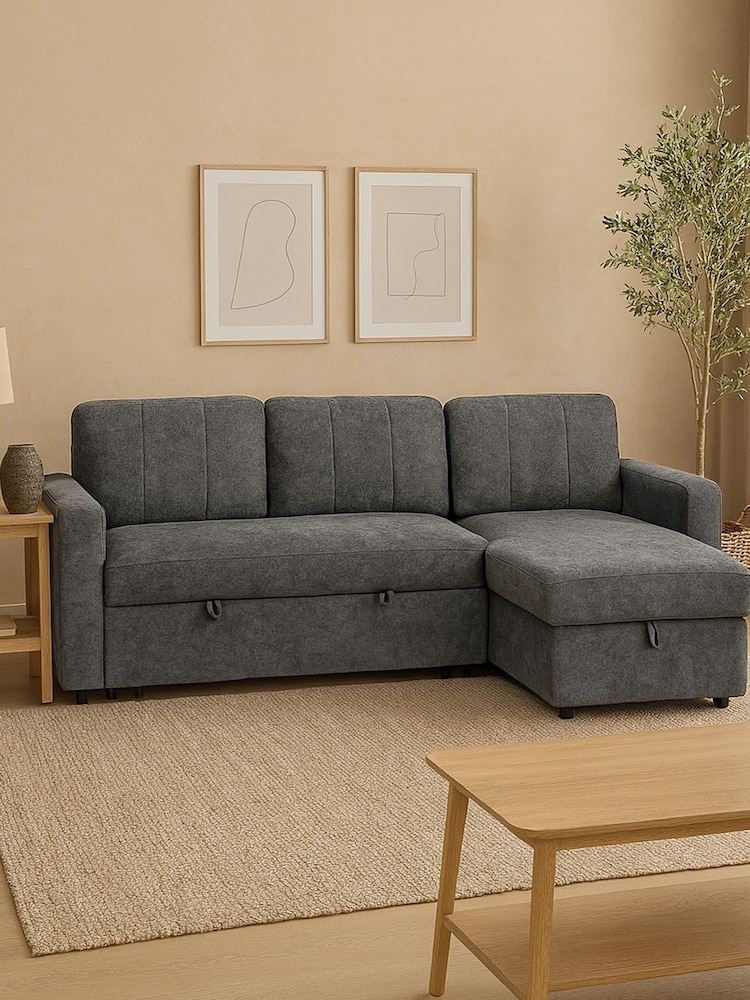 Aspire Furniture Charcoal Nexis Corner Storage Sofa Bed with Right Hand Chai Right - Image 1 of 5
