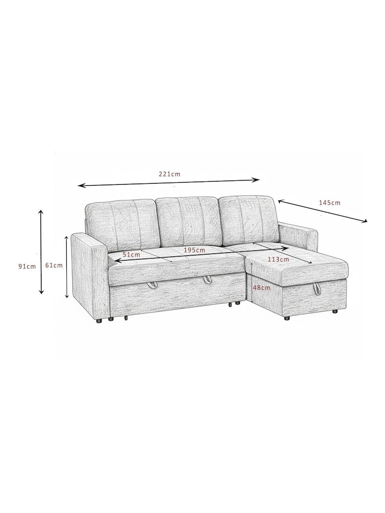 Aspire Furniture Charcoal Nexis Corner Storage Sofa Bed with Right Hand Chaise - Image 6 of 6