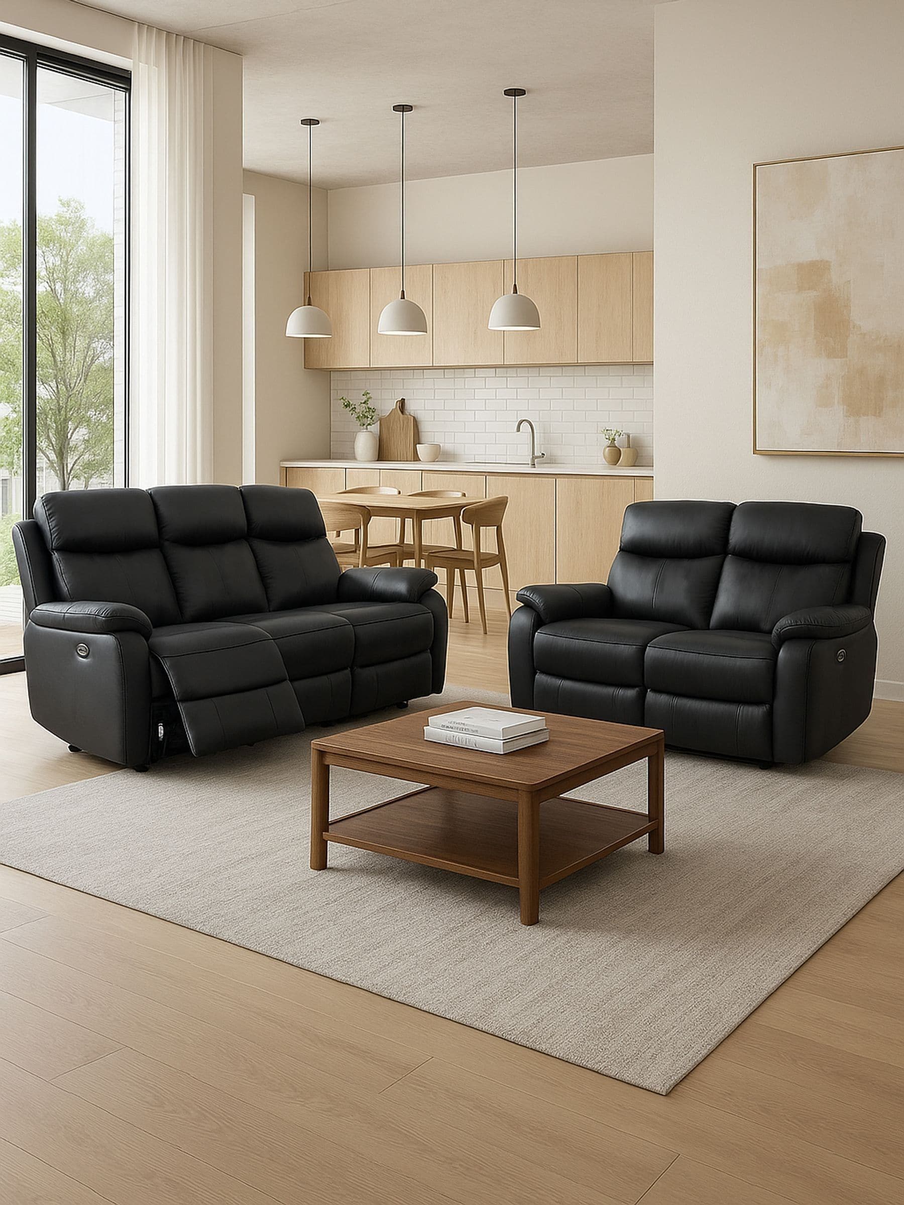 Aspire Black Kingsmere 3 + 2 Power Recliner Sofa Set, Sports Direct - Image 4