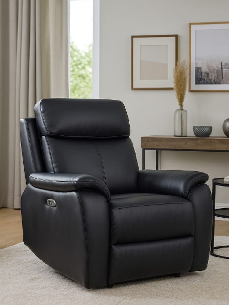 Aspire Furniture Black Kingsmere Power Recliner Armchair - Image 1 of 5