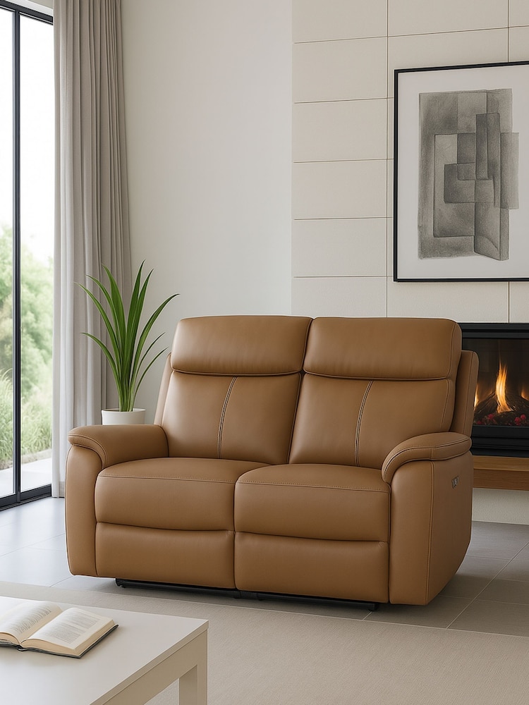 Aspire Furniture Tan Kingsmere 2 Seater Power Recliner Sofa - Image 1 of 5