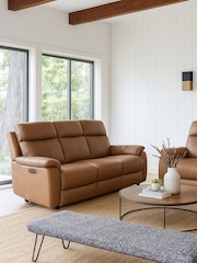 Aspire Furniture Tan Kingsmere 3 Seater Power Recliner Sofa - Image 1 of 5
