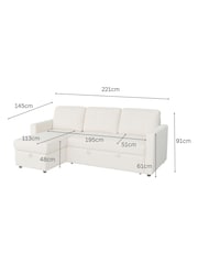 Aspire Furniture Natural Nexis Corner Storage Sofa Bed with Left Hand Chais Left - Image 5 of 5