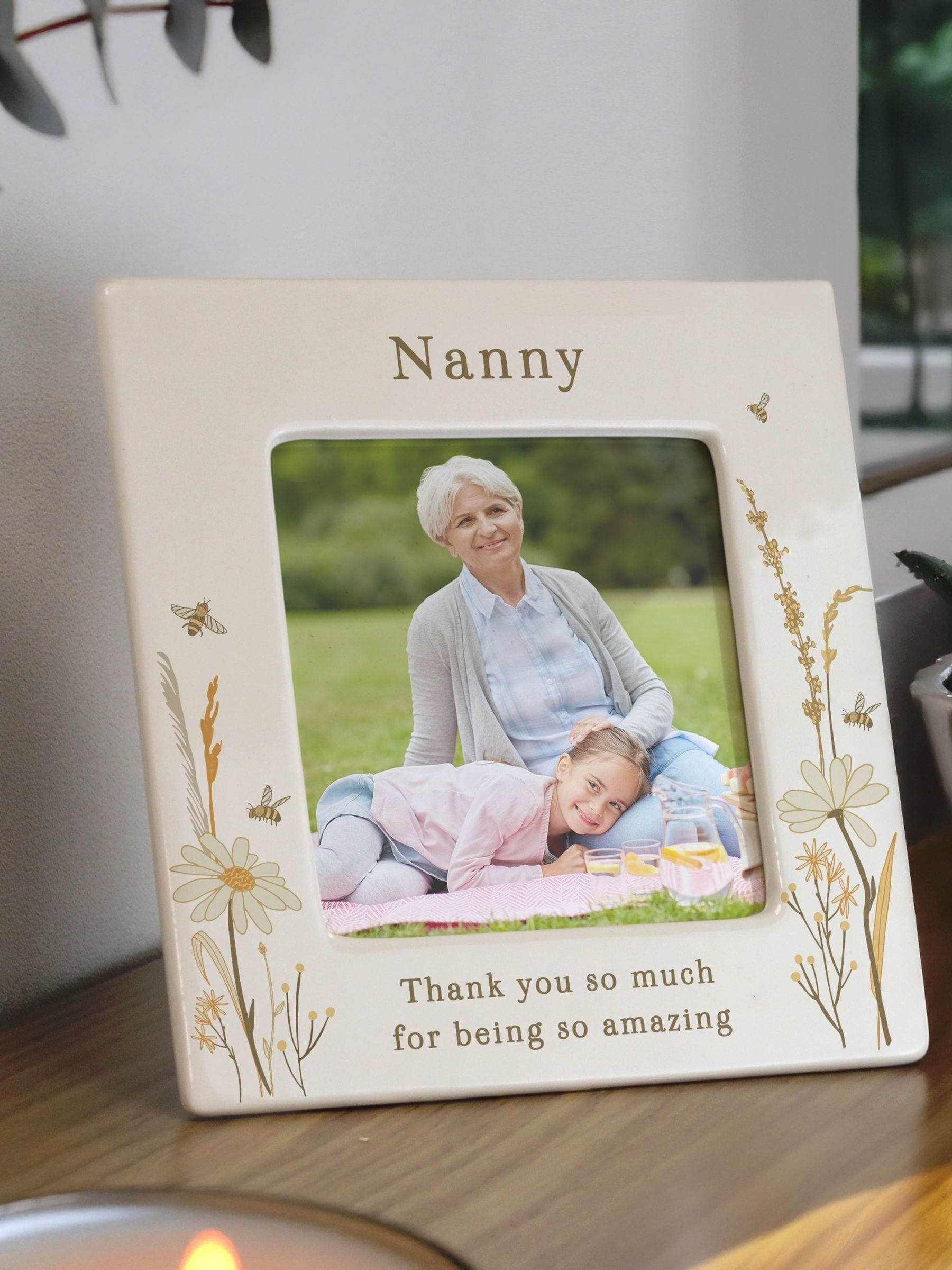 Buy Personalised Bees & Daisy Ceramic 4x4 Frame by PMC from the