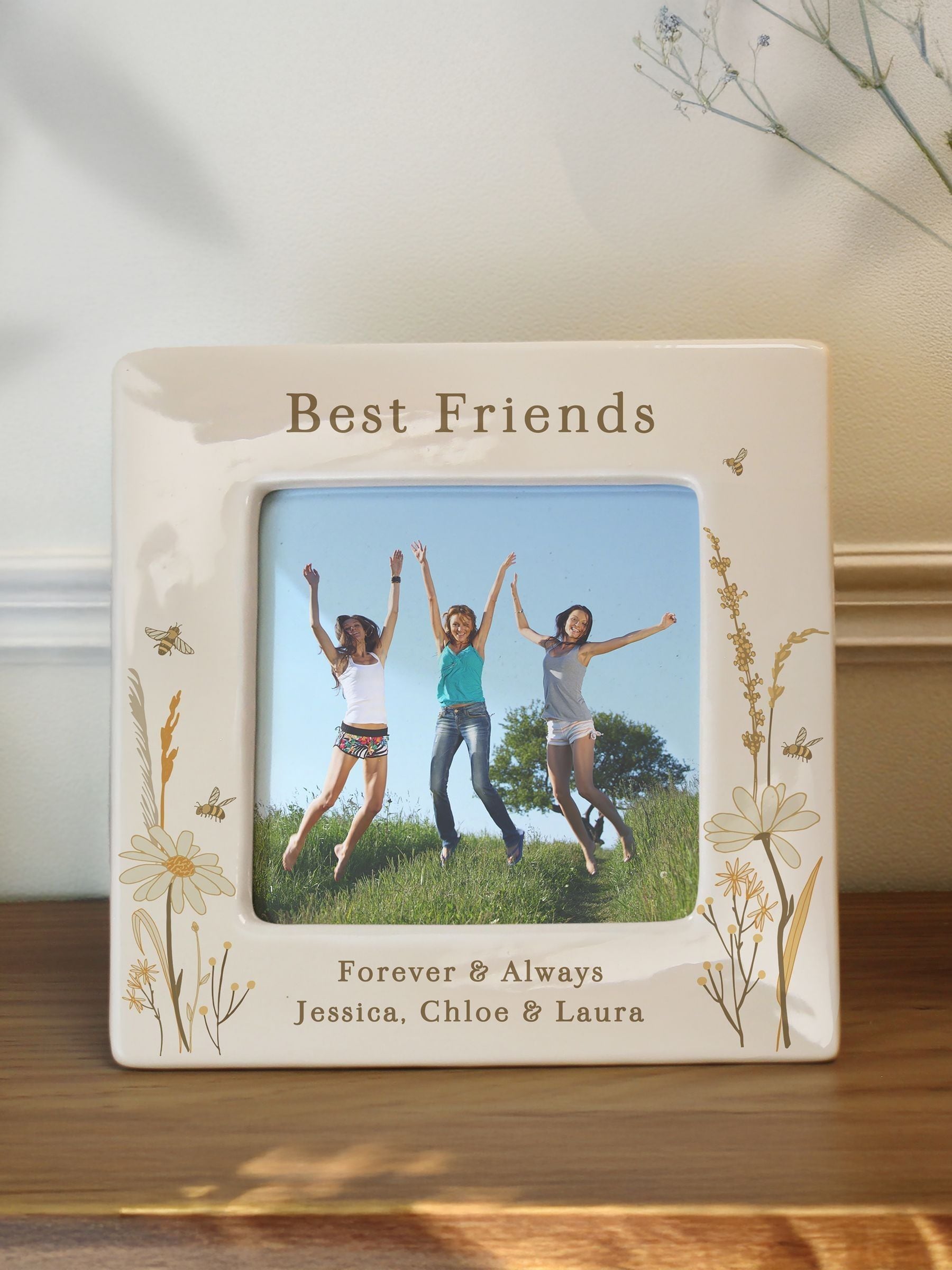 Buy Personalised Bees & Daisy Ceramic 4x4 Frame by PMC from the