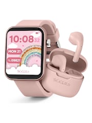 Tikkers Smart Series 13 Pink Silicone Strap Smart Watch & Earbuds Set - Image 1 of 5