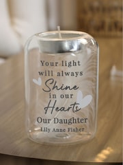 Personalised Hearts Memorial Feather Tealight Holder by PMC - Image 2 of 3