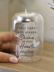 Personalised Hearts Memorial Feather Tealight Holder by PMC - Image 3 of 3