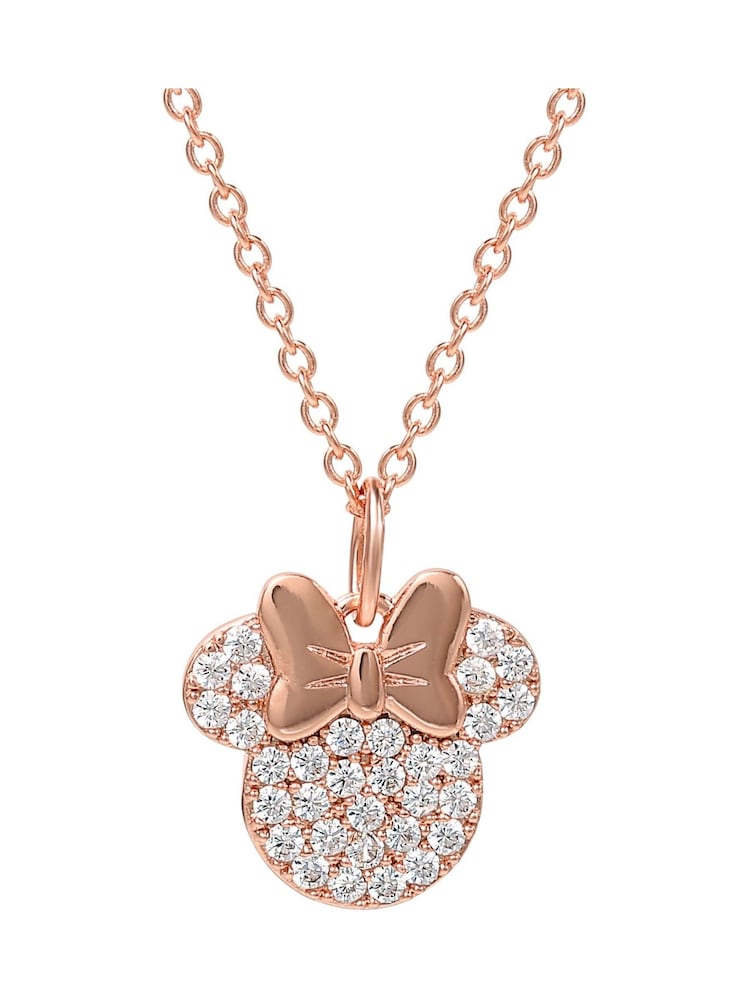 Peers Hardy Minnie Mouse Rose Gold Plated  Brass Cz Stone Set Necklace - Image 1 of 4 Peers Hardy Minnie Mouse Rose Gold Plated  Brass Cz Stone Set Necklace - Image 1 of 4