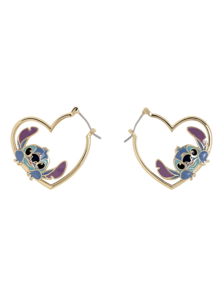 Peers Hardy Gold Plated Stitch Love Heart Huggie Earrings - Image 1 of 3