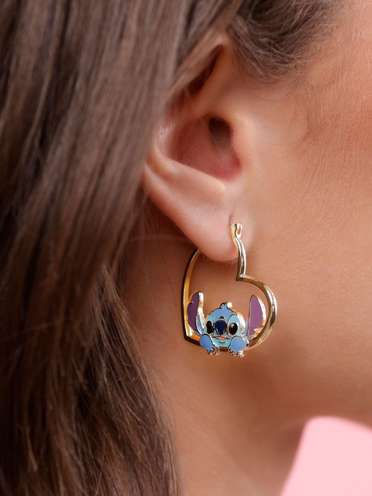 Peers Hardy Gold Plated Stitch Love Heart Huggie Earrings - Image 3 of 3