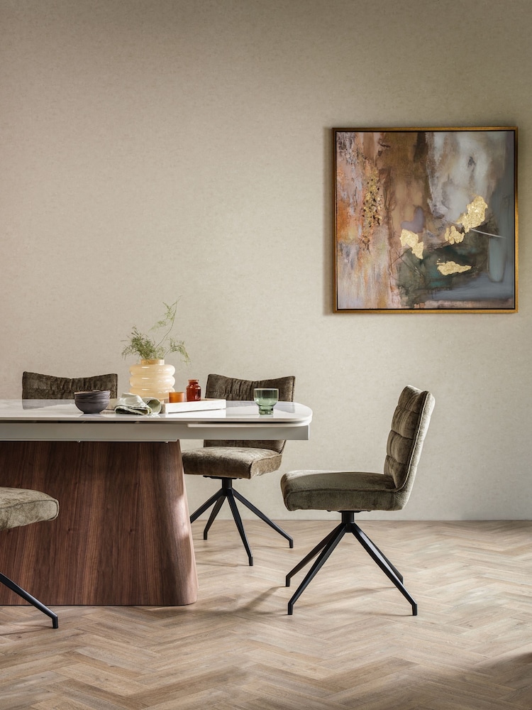 Barker and Stonehouse White Morano Curved Marble Effect Extending Dining Table - Image 1 of 6