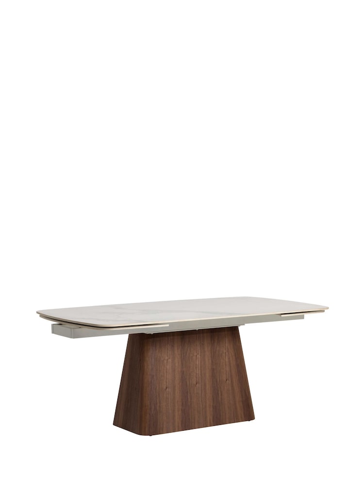 Barker and Stonehouse White Morano Curved Marble Effect Extending Dining Table - Image 2 of 6